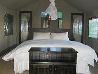 Interior of luxury tented accommodation at Toorfontein